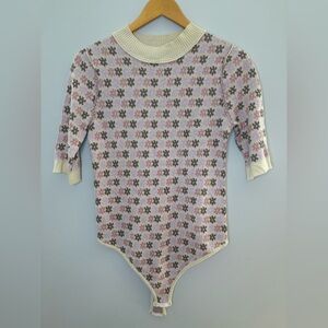 Free People Retro Flower Patterned Bodysuit